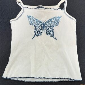 Knitworks Blue and White Camisole Butterfly Design Y2K